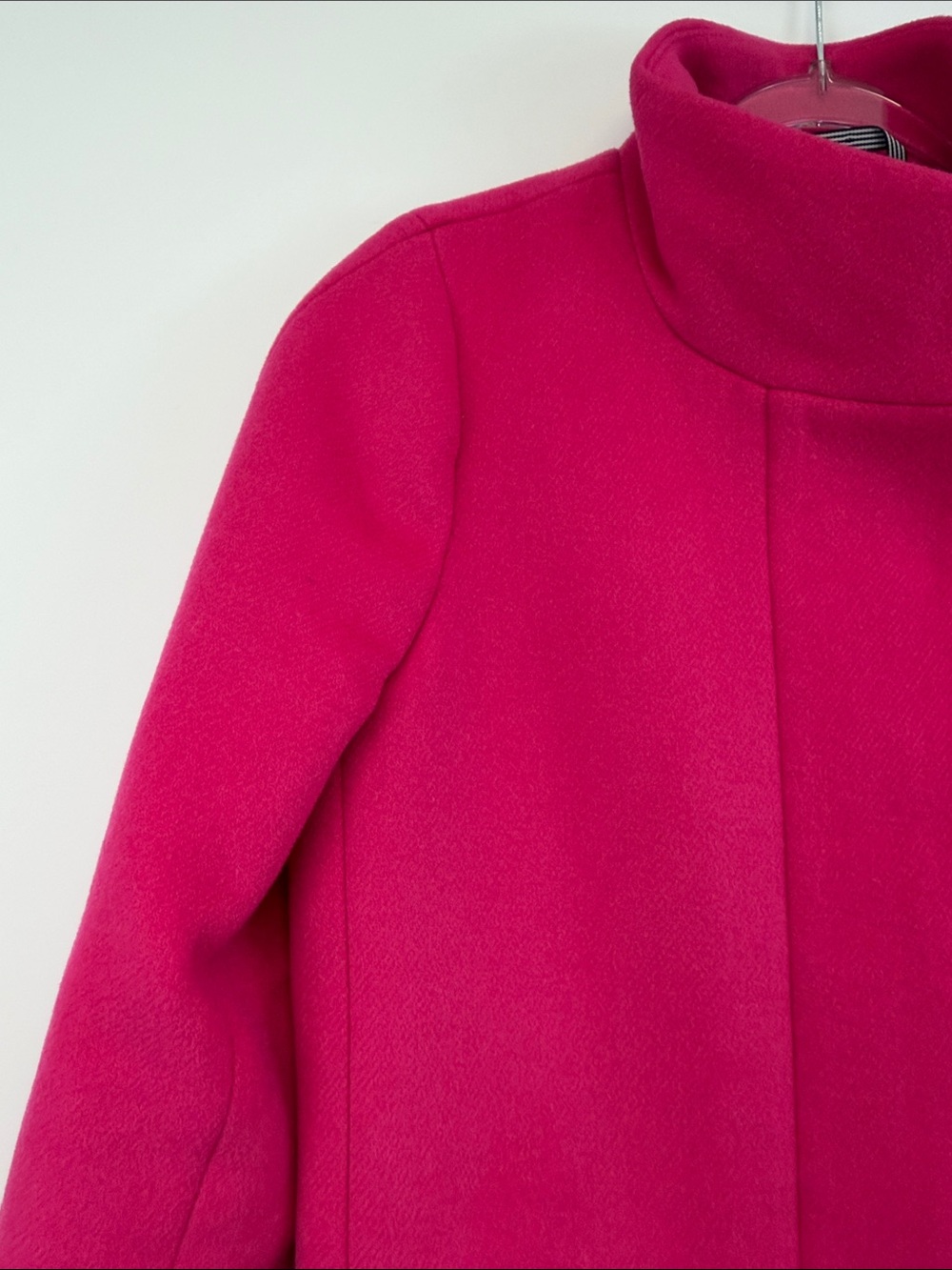 J.Crew City Coat Fuchsia Pink Wool Blend Stand Collar Hidden Button Women’s 2 - Picture 5 of 9